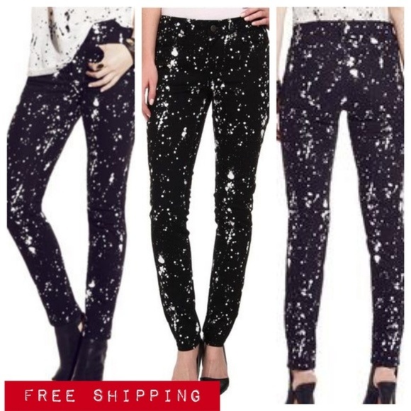 Vince Camuto Black &White Splatter Skinny Jeans 26 - Picture 4 of 8